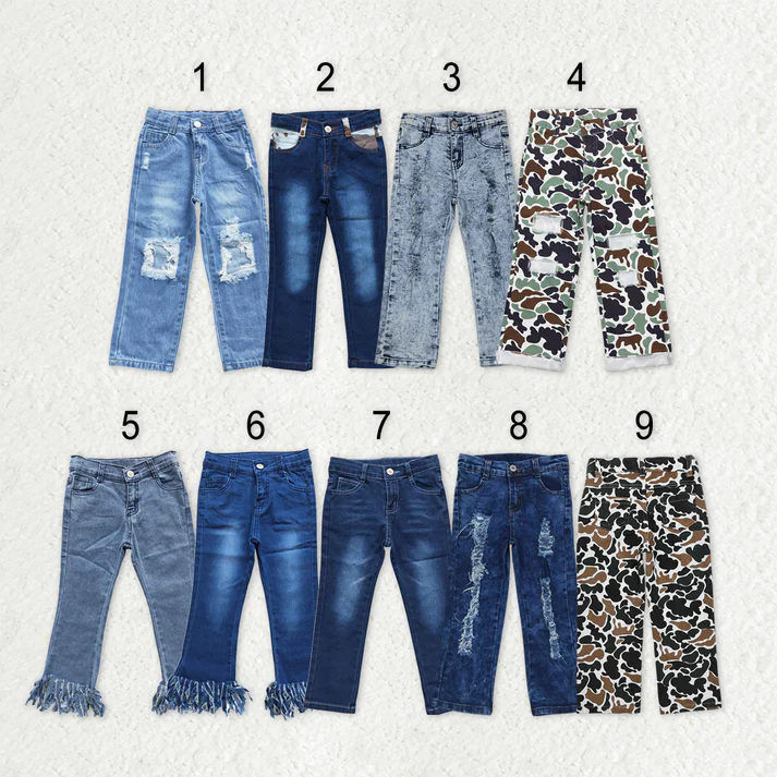 RTS NO MOQ Sibling Baby Girls Boys Clothes Jeans: Flared & Ripped