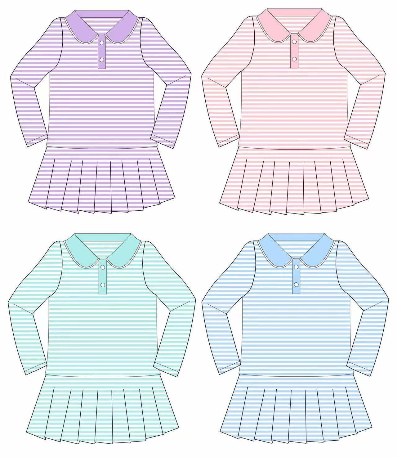 custom each style moq 5 eta 4-6week Sibling Sisters striped baby girl long sleeve dress 4-25.8.9