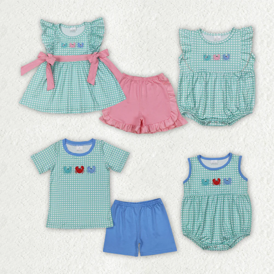 RTS NO MOQ baby girls clothes embroidery short sleeve Rompers Clothes Sets