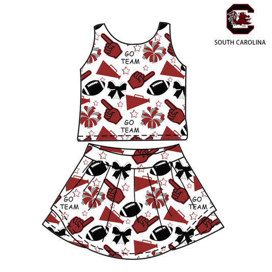 Custom moq 5 mix sizes summer teams baby girls clothes team brick red short sleeve skirts shorts sets and dress-25.6.7