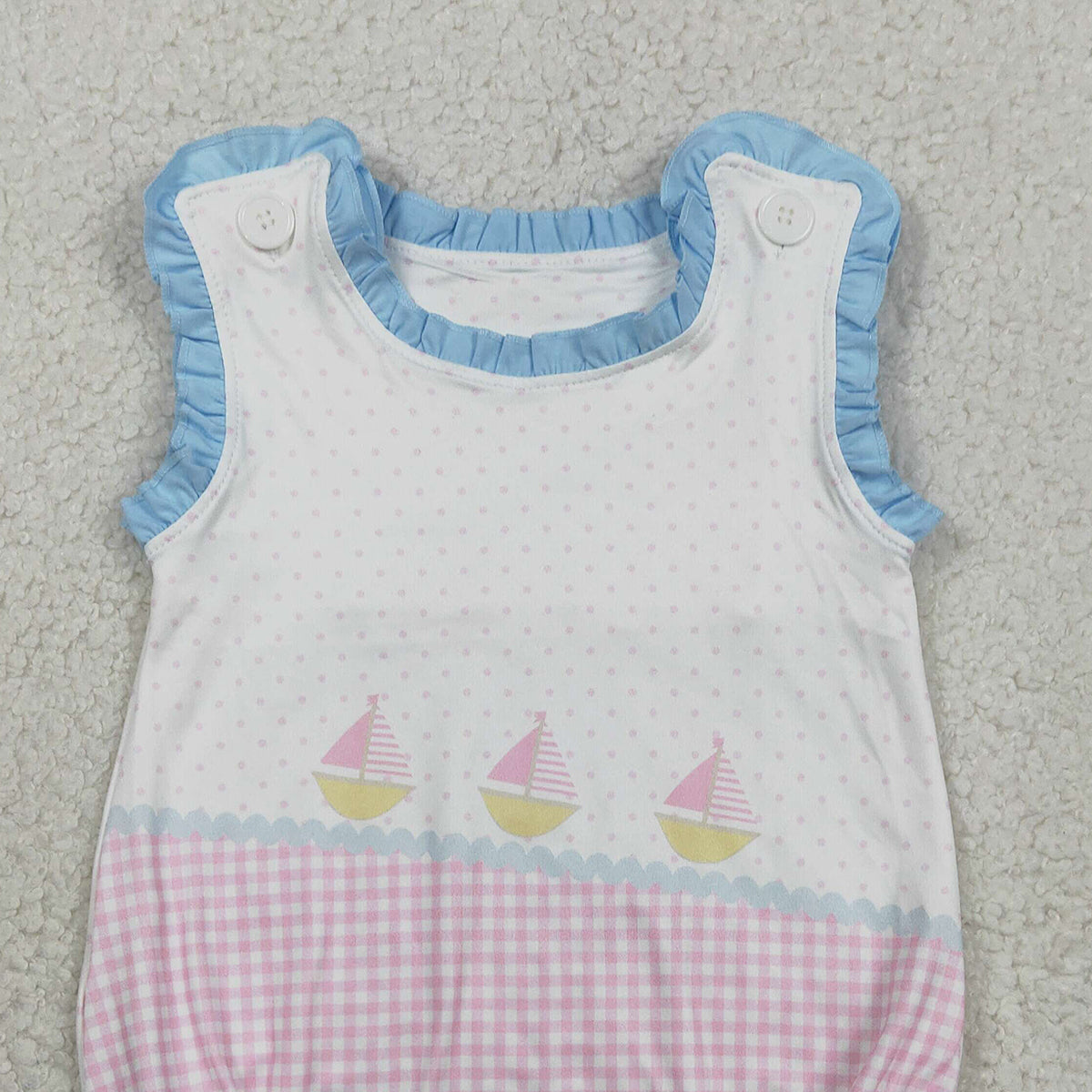 RTS NO MOQ SR3755 Baby Boys Sleeveless Boatneck Polka Dot Ruffle Rompers Cute Baby Outfit