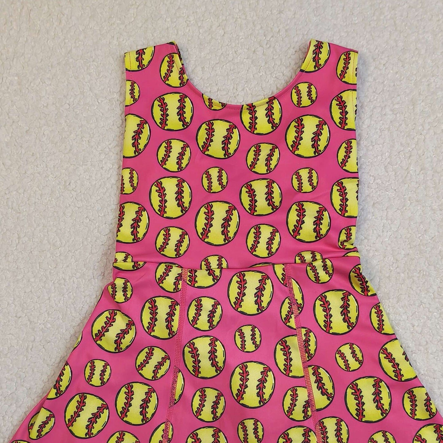 RTS NO MOQ GSD3800 Baby Girls Yoga Active Sleeveless Knee Length Dress Softball Team Casual Daily Wear