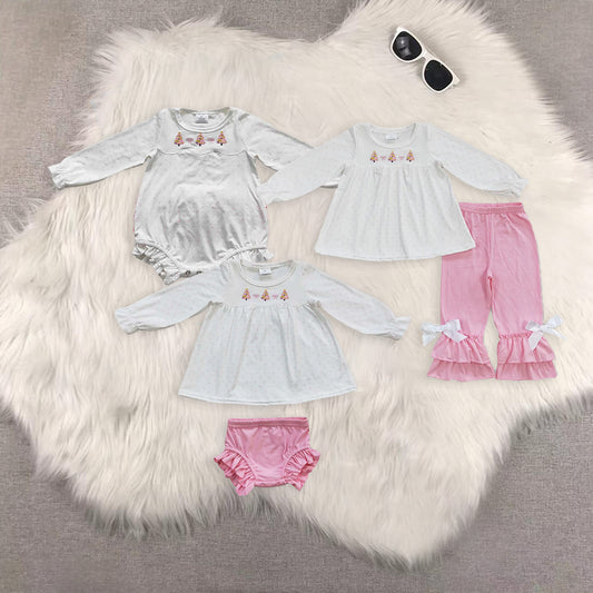 RTS NO MOQ Sibling Baby boys girls Christmas long-sleeved trousers suit & dress & briefs sets