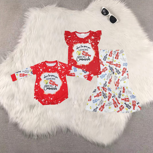 RTS NO MOQ Sibling baby girl clothes short-sleeved pants set romper