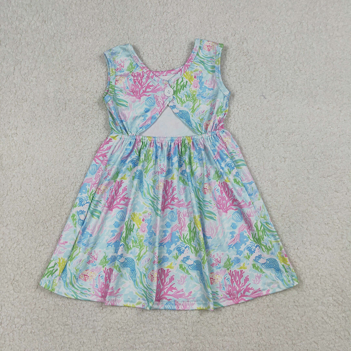 RTS NO MOQ GSD3665 Baby Girls Sleeveless Floral Print Knee-Length Dress Cute Toddler Girls Summer Dress