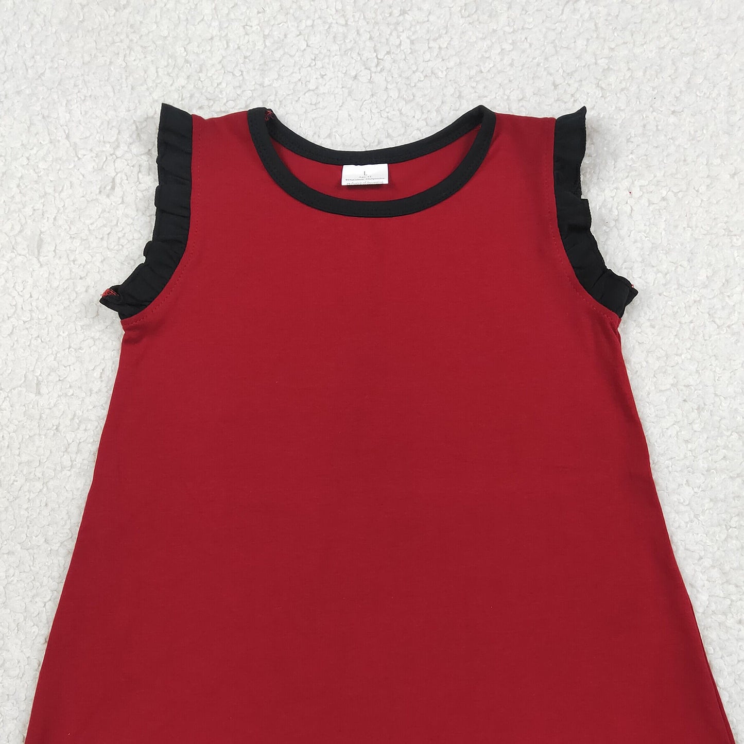 RTS NO MOQ cotton GSD4058 Baby Girls Scallop Edge Sleeveless Knee Length Dresses
