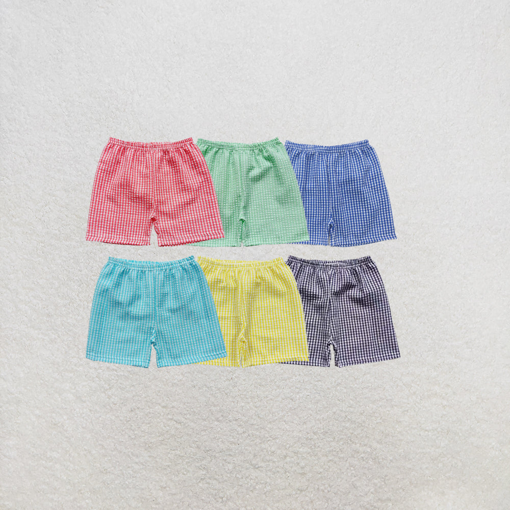 RTS NO MOQ（In Stock)Baby Boys Plaid Seersucker Fabric Shorts