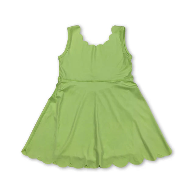 RTS NO MOQ Sibling Baby Girls Sleeveless Activity Wear Yoga Ruffle Knee Length Dresses