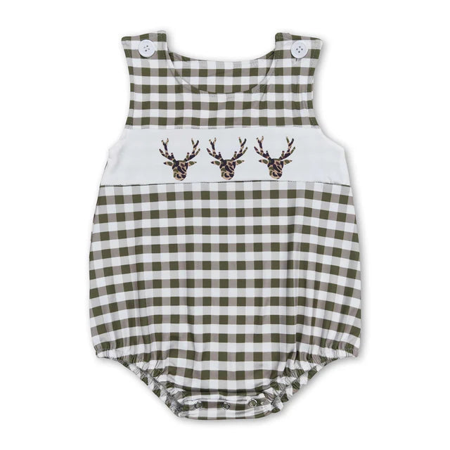 RTS NO MOQ Sibling Baby Infant Boys Checkered Summer Sleeveless Rompers