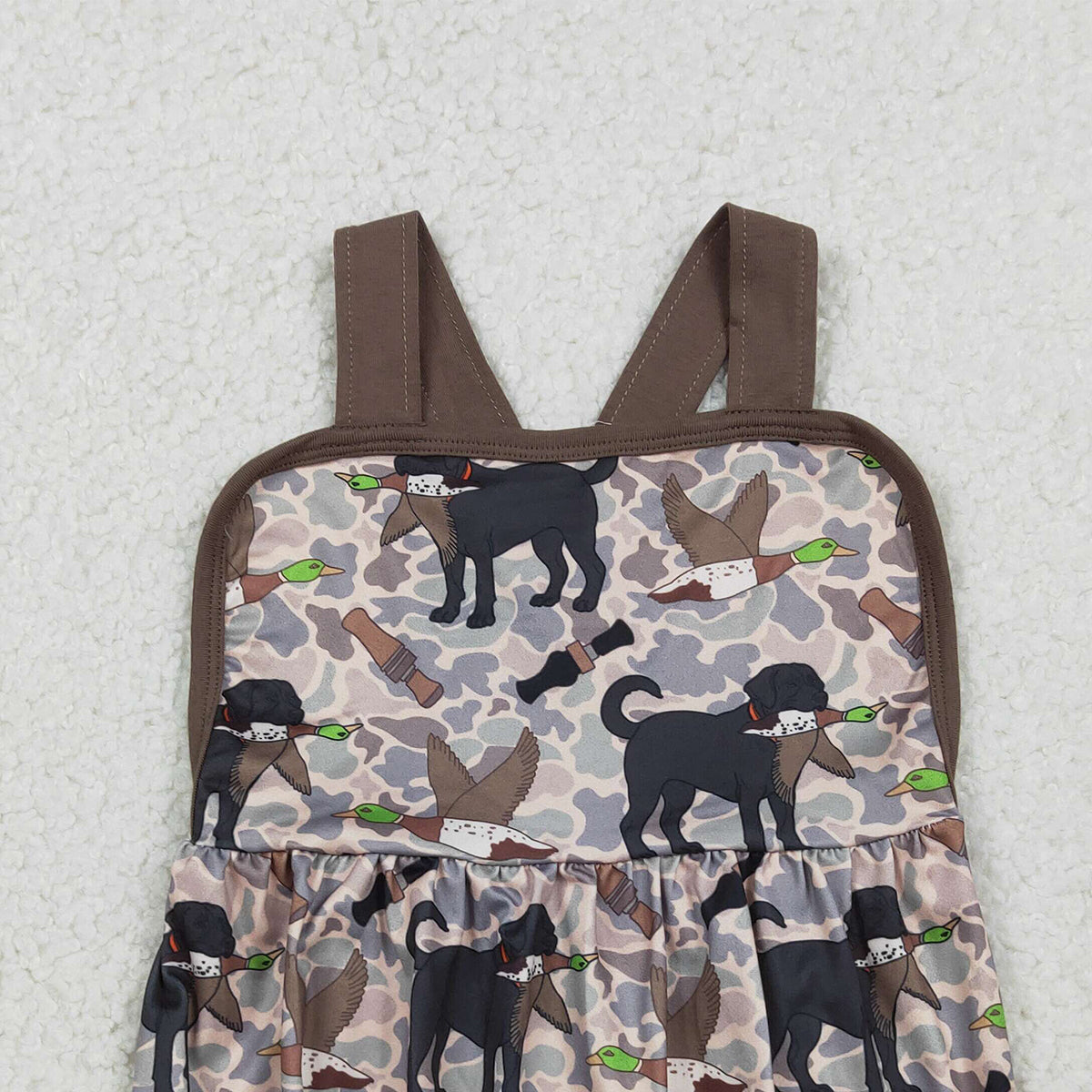RTS NO MOQ SR3928 Baby Boys Camouflage Hunting Rompers with Strap Dog Ducks Design Baby Boys Outfit Baby Clothes Rompers