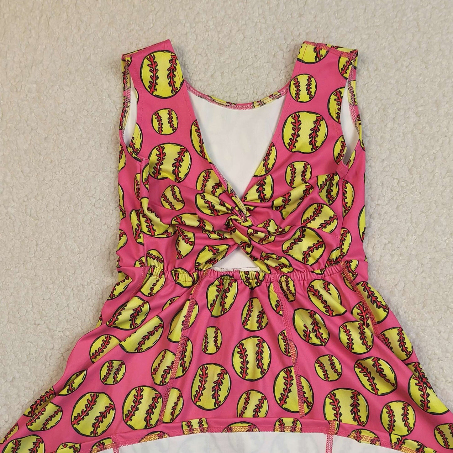 RTS NO MOQ GSD3800 Baby Girls Yoga Active Sleeveless Knee Length Dress Softball Team Casual Daily Wear