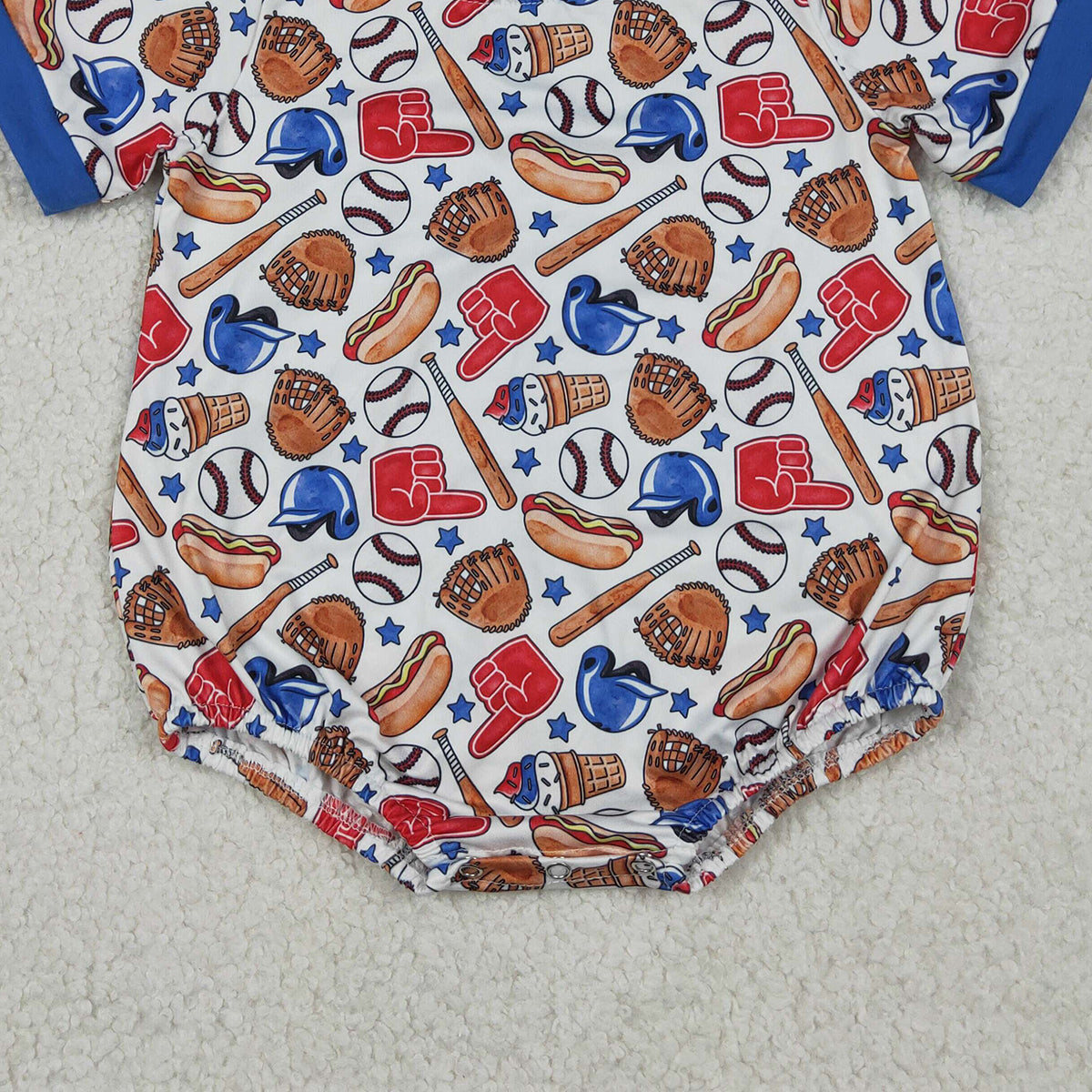 RTS NO MOQ SR4030 Baby Boys Short Sleeve Baseball Team Rompers Stars Print Outfit for Infants