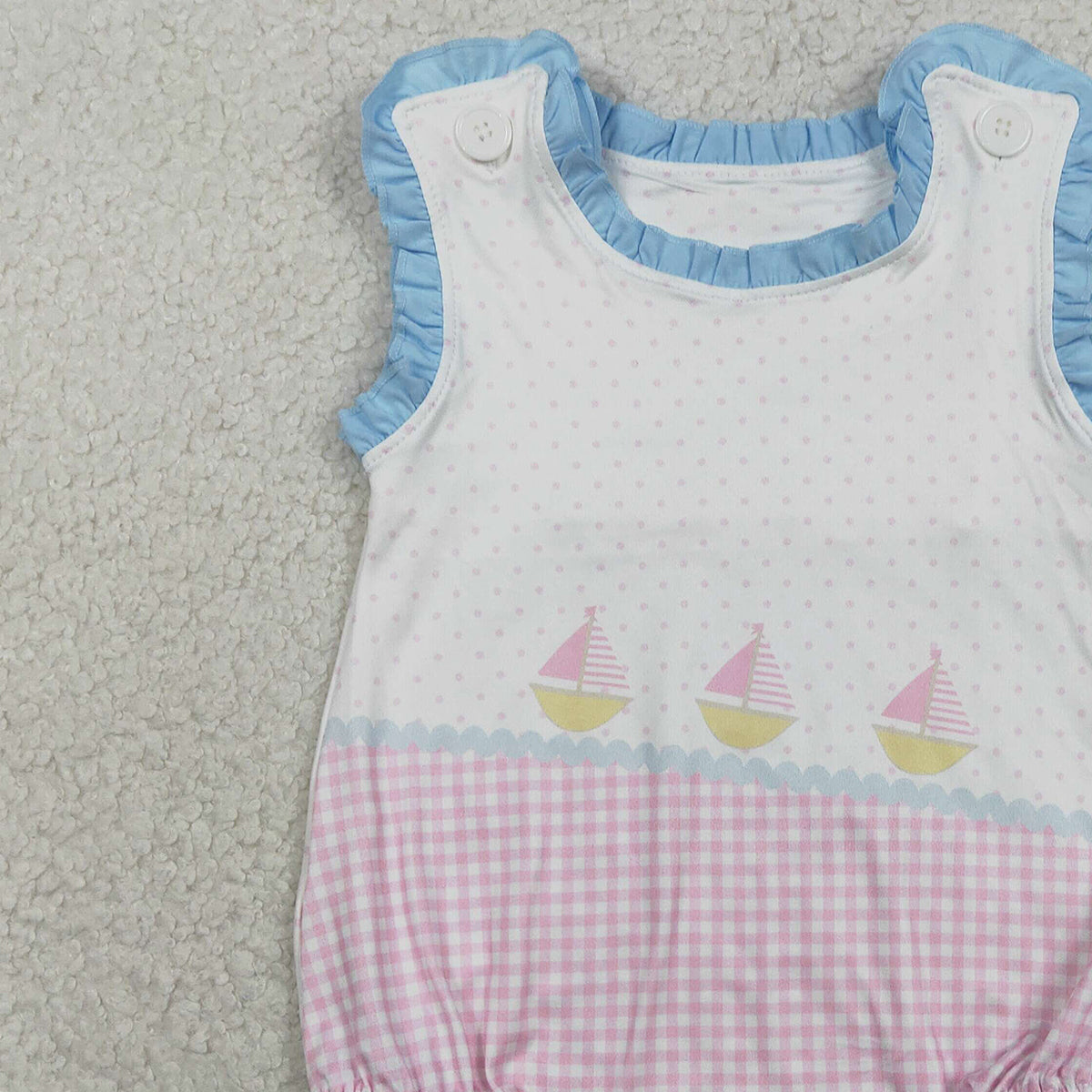 RTS NO MOQ SR3755 Baby Boys Sleeveless Boatneck Polka Dot Ruffle Rompers Cute Baby Outfit