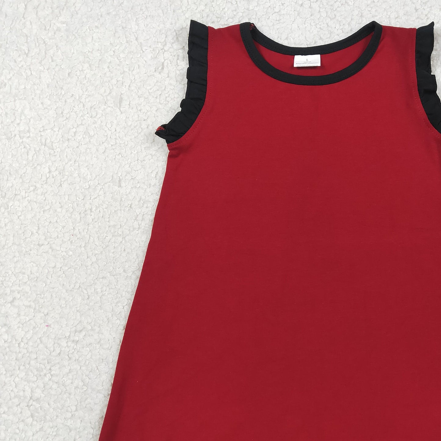 RTS NO MOQ cotton GSD4058 Baby Girls Scallop Edge Sleeveless Knee Length Dresses