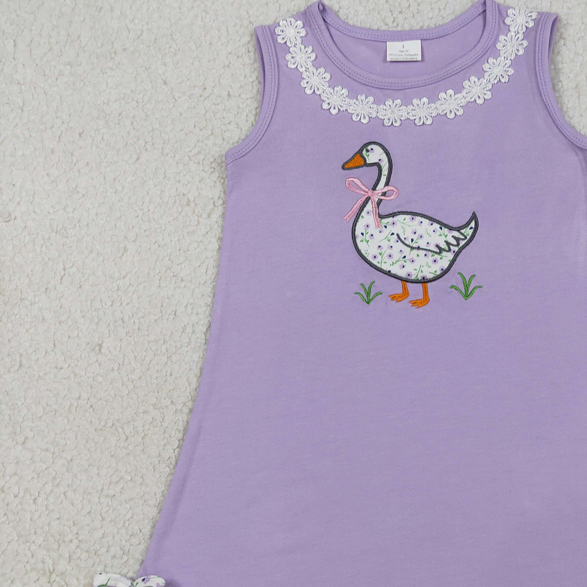 RTS NO MOQ GSD2942 Embroidery Bows Goose Baby Girls  Sleeveless Knee Length Dress