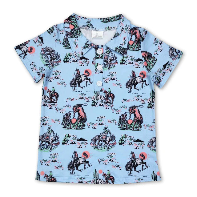 RTS NO MOQ Sibling Baby Boys Ducks Hunting Short Sleeve Buttons Pullovers Shirts Top