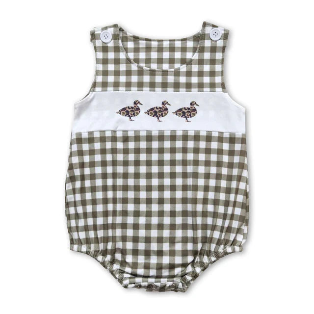 RTS NO MOQ Sibling Baby Infant Boys Checkered Summer Sleeveless Rompers