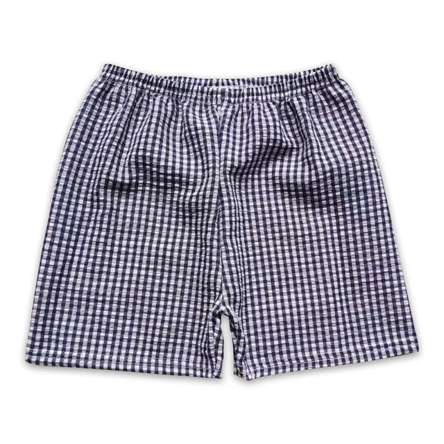RTS NO MOQ（In Stock)Baby Boys Plaid Seersucker Fabric Shorts