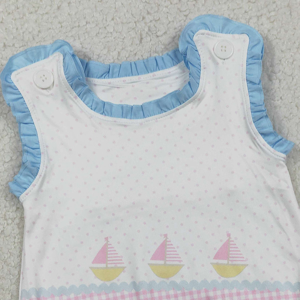 RTS NO MOQ SR3755 Baby Boys Sleeveless Boatneck Polka Dot Ruffle Rompers Cute Baby Outfit