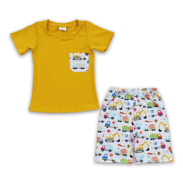 RTS NO MOQ Sibling Baby Boys Easter Rabbit Pocket Tops Shorts Clothes Sets