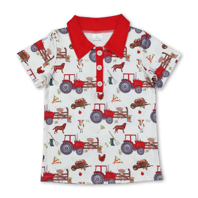 RTS NO MOQ Sibling Baby Boys Ducks Hunting Short Sleeve Buttons Pullovers Shirts Top