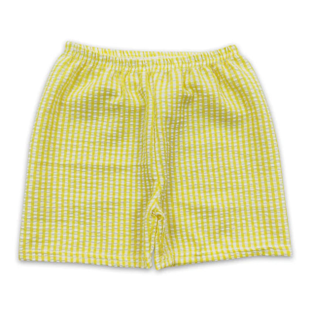 RTS NO MOQ（In Stock)Baby Boys Plaid Seersucker Fabric Shorts