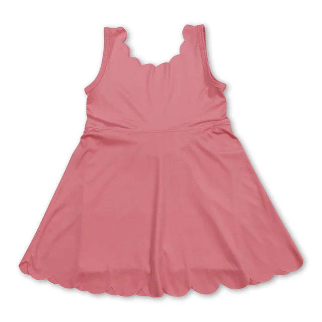 RTS NO MOQ Sibling Baby Girls Sleeveless Activity Wear Yoga Ruffle Knee Length Dresses