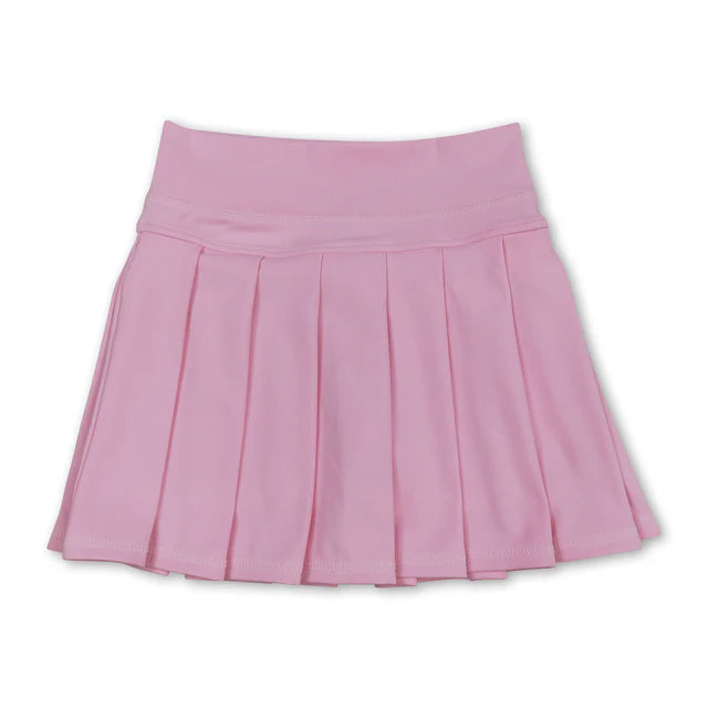 RTS NO MOQ Sibling Baby Girls pink Yoga Active Wear Pleated Skirts
