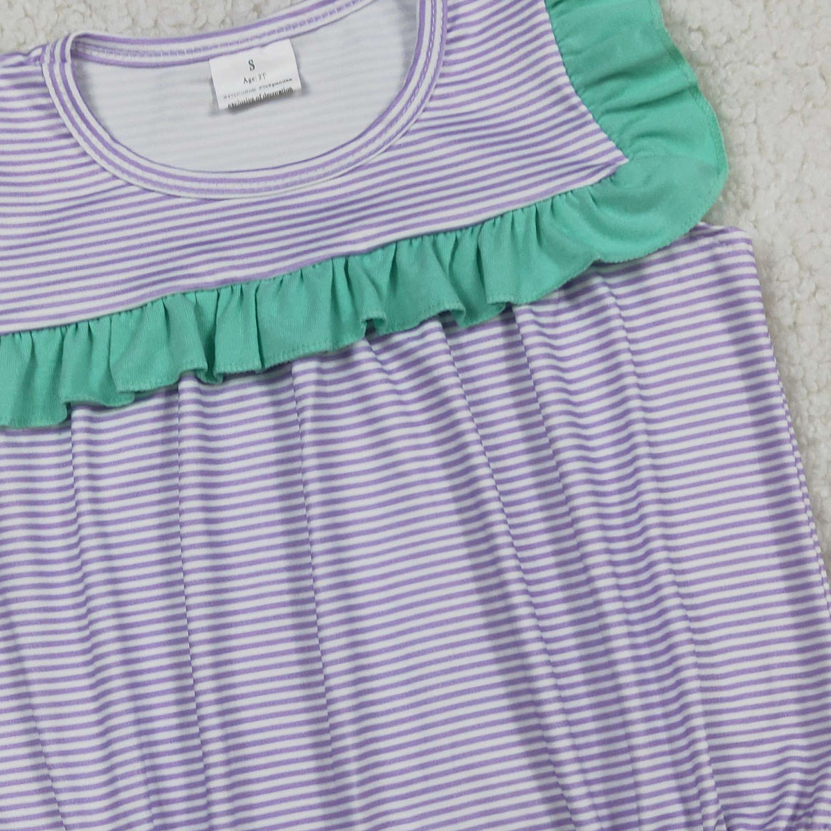 RTS NO MOQ SR3942 Baby Girls Sleeveless Ruffle Rompers Purple Stripe