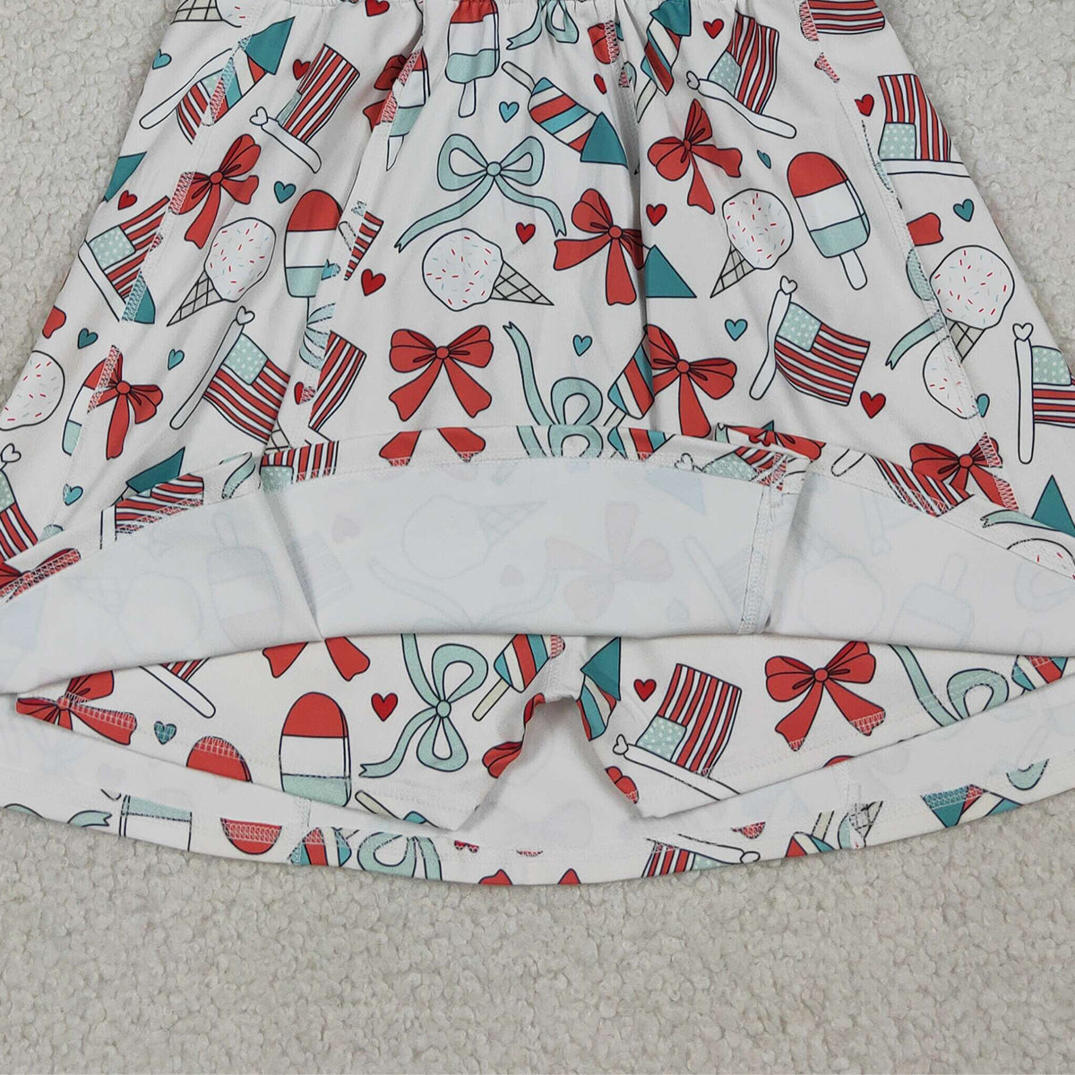 RTS NO MOQ GSD3750 Baby Girls 4th of July Shorts Knee Length Dress Popsicle Flag Bows Yoga Active Outfit