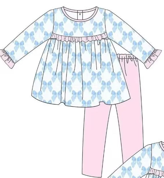Custom moq 5 each style eta 6-7weeks baby girl clothes bow long sleeve pants sets-25.9.4
