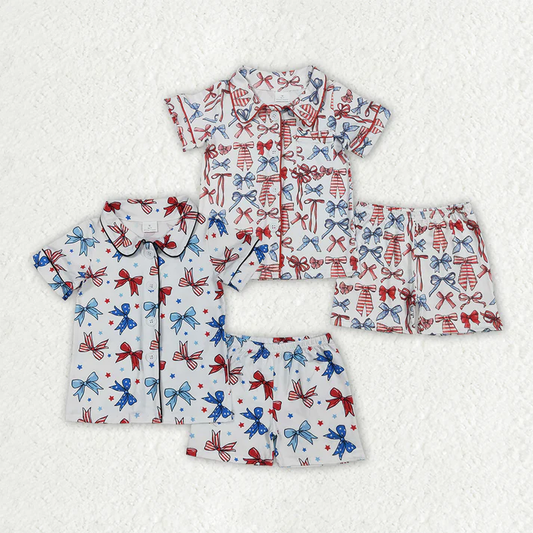 RTS NO MOQ baby girls Clothes 4th of july short sleeve shorts Sets