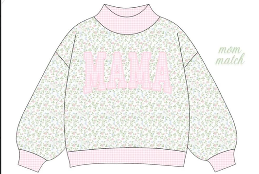 custom moq 5 mix size KNJR0102 High Neck Baby Plaid Mock Neck Sweatshirt Letter Pullover Top