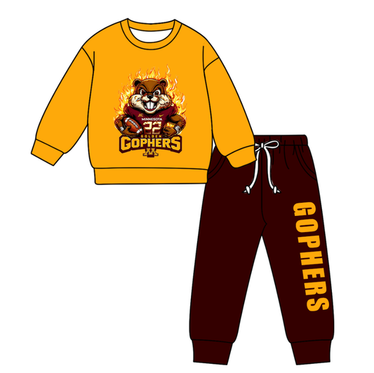 Custom moq 5 mix size milk silk summer teams baby boy clothes yellow long sleeve pants sets-25.11.5