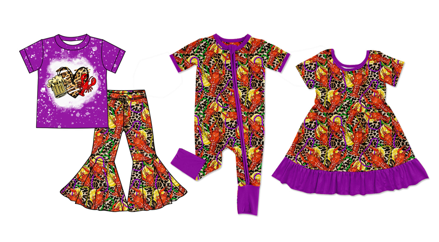 12.4 custom each style moq 5eta 4-6week Sibling Sister lobster baby girl sets and dress and rompers match family design
