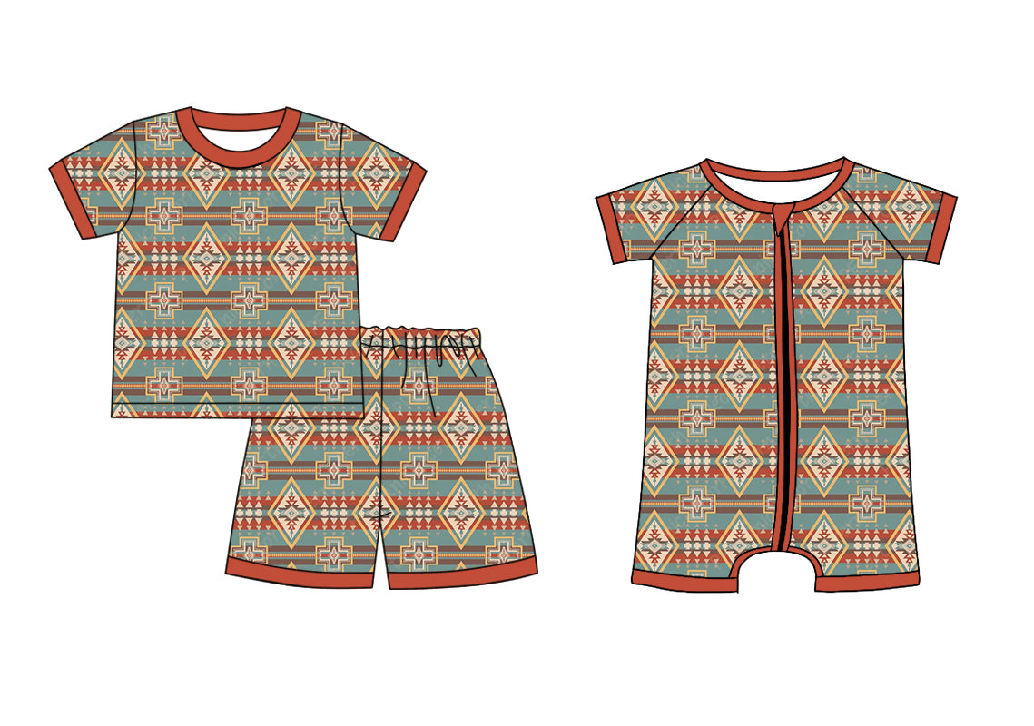 12.4 custom each style moq 5eta 4-6week Sibling Sister geometric baby girl short sleeve shorts sets and rompers match design