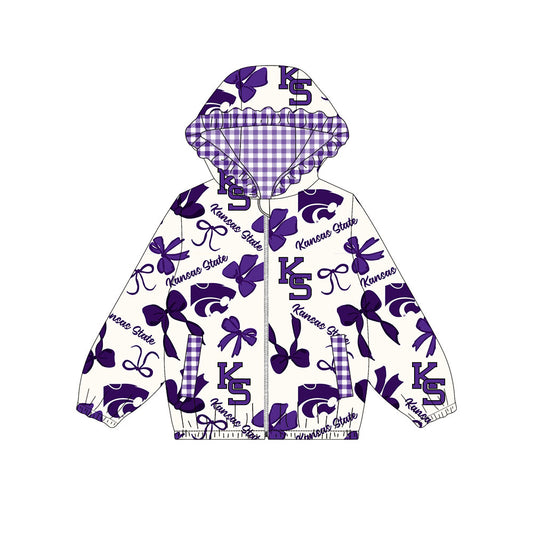 Custom moq 8 mix size milk silk summer team baby girls clothes bow purple hooded long sleeve top-25.9.26