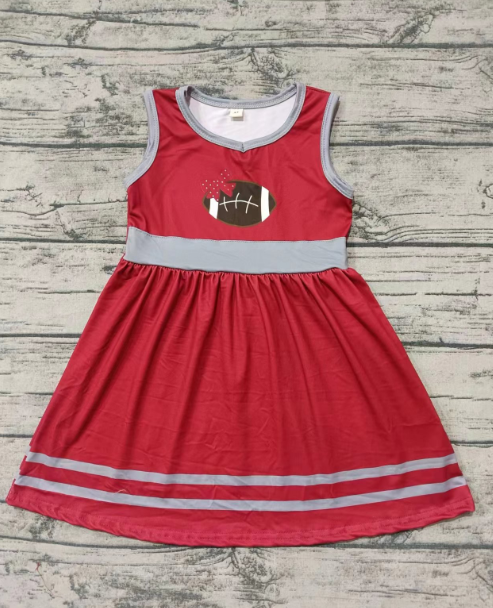 Custom moq 3 eta 6-7weeks Red sleeveless dress with bow oval ball print