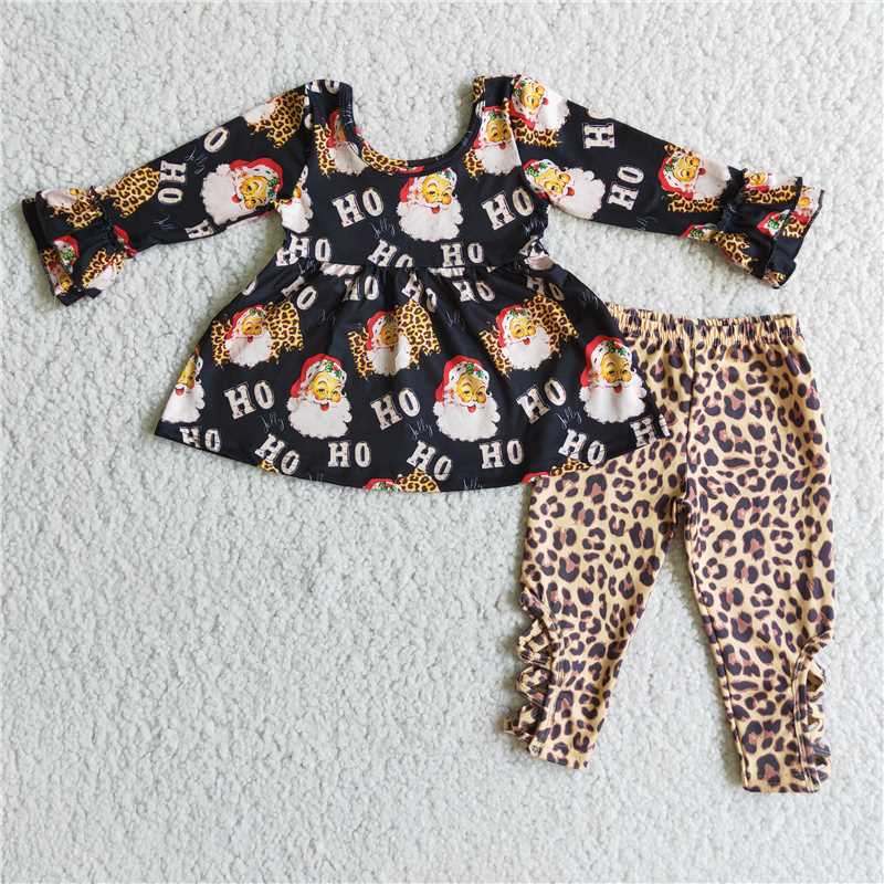 SALES  NEW  BBaby girls Christmas Santa leopard legging sets