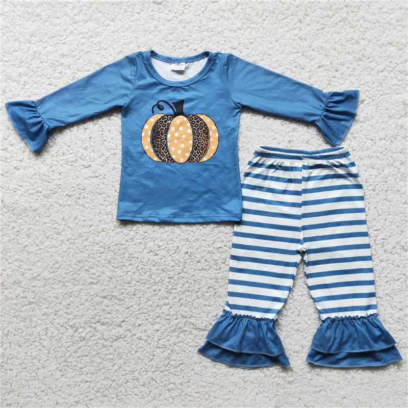 RTS NO MOQ（In Stock)  6 C10-39 Blue Pumpkin Stripe Set
