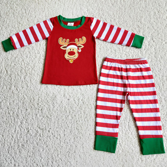 SALES  NEW  Boys Reindeer embroidered pajamas