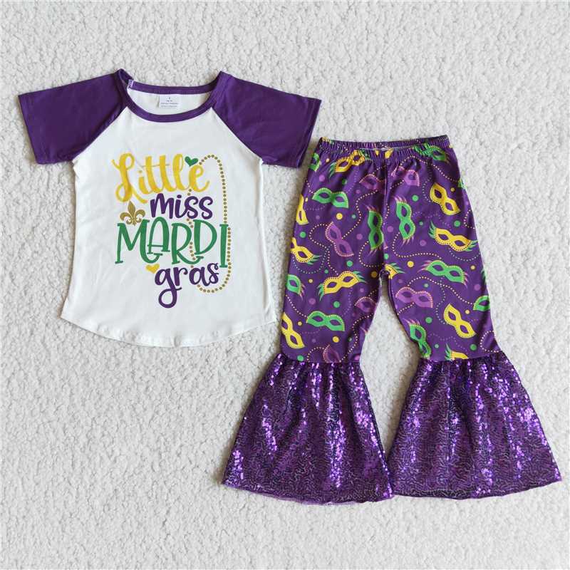 RTS NO MOQ E7-27 GSPO0220 GSPO1171 GSPO1021 Mask pattern short-sleeved flared pants suit
