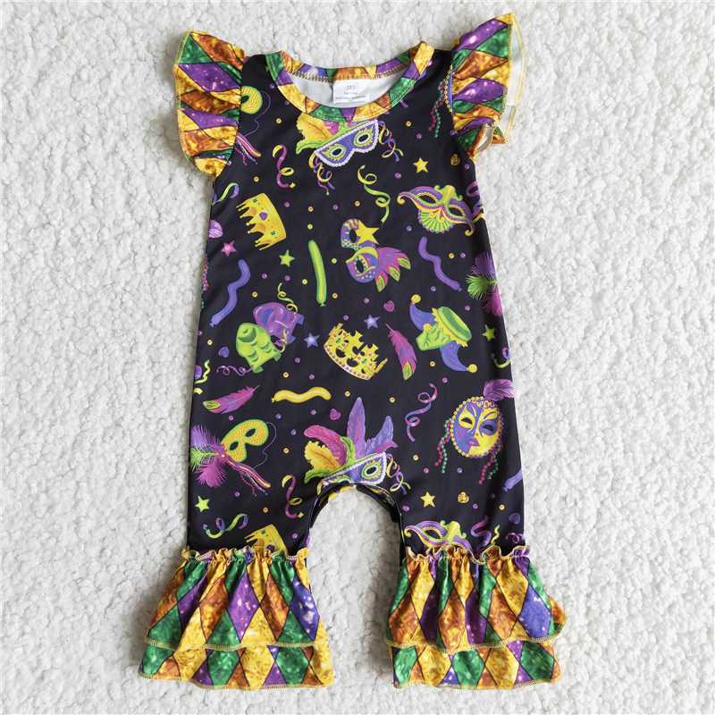 SALES  NEW Mardi Gras flutter sleeve rompers