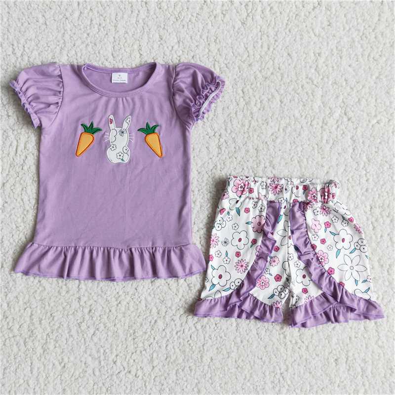 SALES  NEW Easter Purple carrot ruffle shorts sets