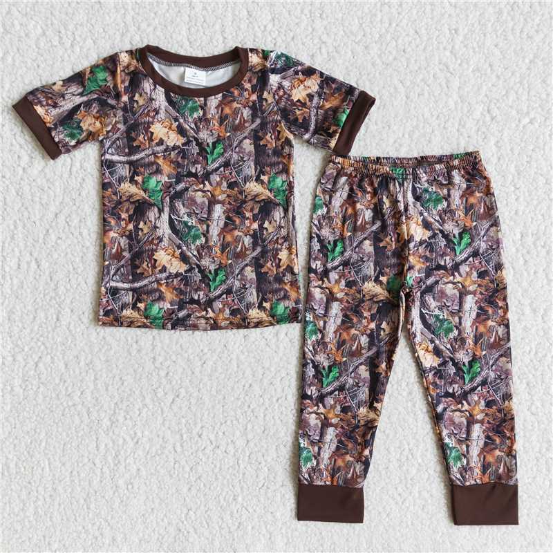 RTS NO MOQ Baby Boys Pocket Short Sleeve Top Camouflage Pants Set