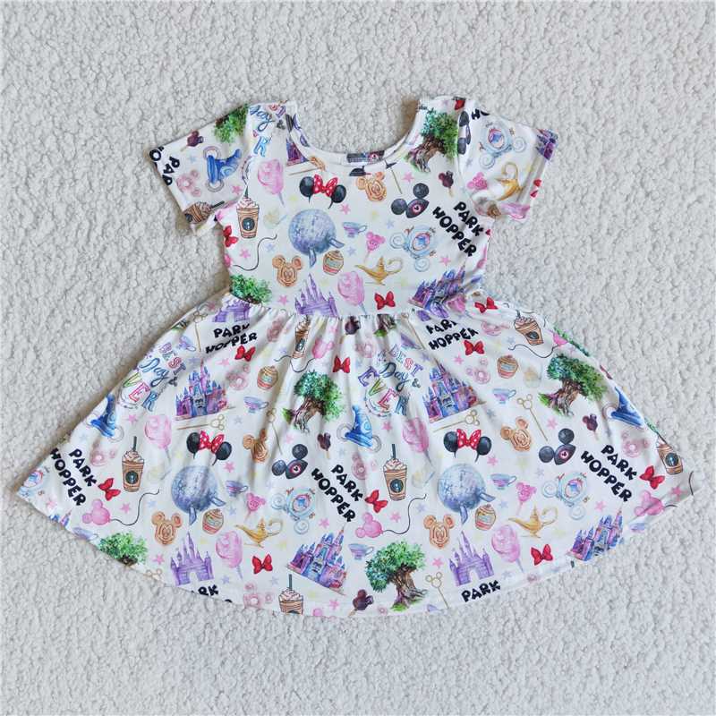 SALES NEW Baby Girls Summer Short Sleeve Twirl Knee-Length Dresses Cute And Fluffy Girls Clothing for Spring And Summer