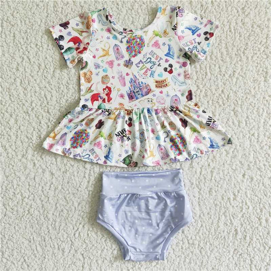 SALES  NEW Sibling Baby girls cartoon summer bummie sets