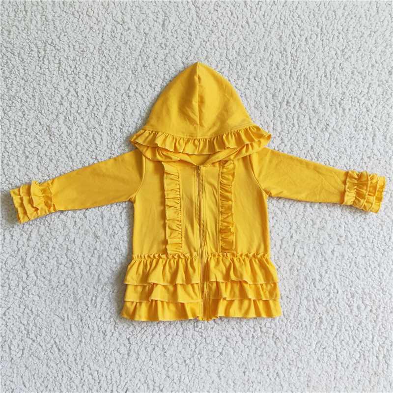 RTS NO MOQ Sibling Baby Girls Zip Ruffle Jackets Cardigans Top