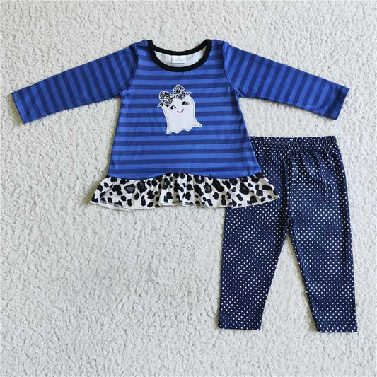 SALES  NEW Baby Girls Halloween Blue Stripe Ghost Outfit Set Infant Costume Clothing Set for Toddlers