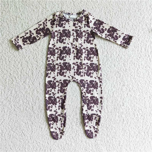 SALES  NEW  Sibling Promotion Baby Girls Boys Western Cow Footie Zip Rompers